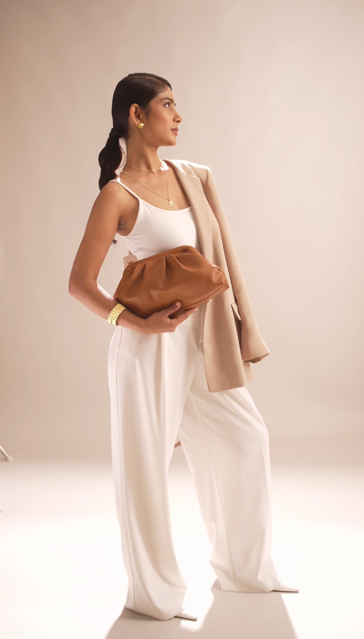 Westoria Tan Lamb Clutch