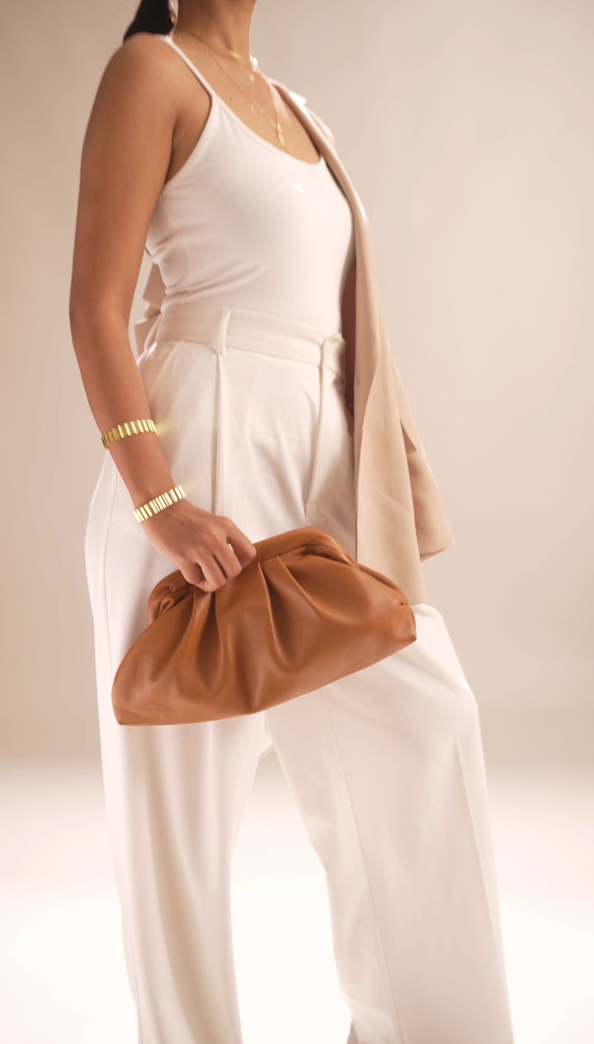 Westoria Tan Lamb Clutch