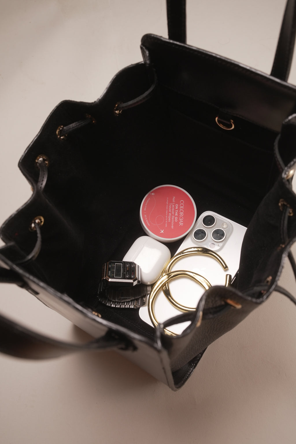 Italian Black Bucket Bag