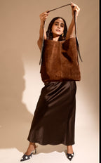 Cocoa Suede Shoulder Bag