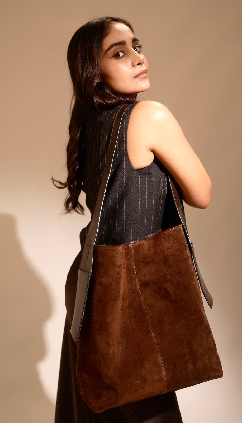 Cocoa Suede Shoulder Bag