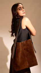 Cocoa Suede Shoulder Bag