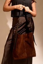 Cocoa Suede Shoulder Bag