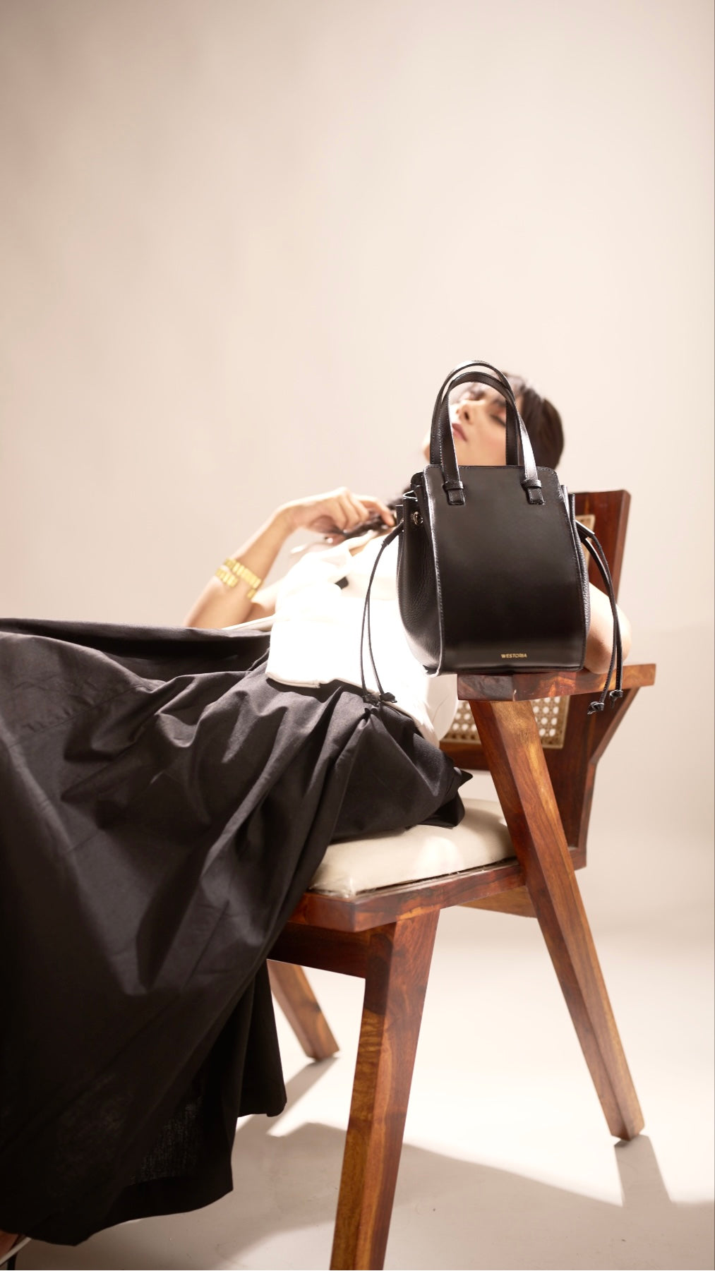 Italian Black Bucket Bag